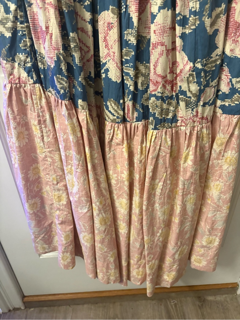 Free People Pink & Blue Smocked Floral Maxi Dress Small - Picture 5 of 11